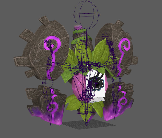 Seven stylized rune elements stone monsters with skeletal skins Low-poly 3D model_16