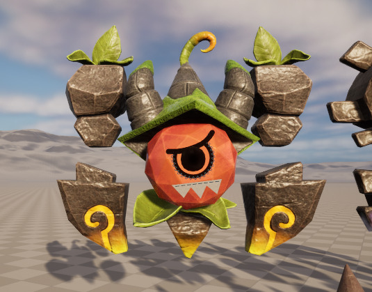 Seven stylized rune elements stone monsters with skeletal skins Low-poly 3D model_7