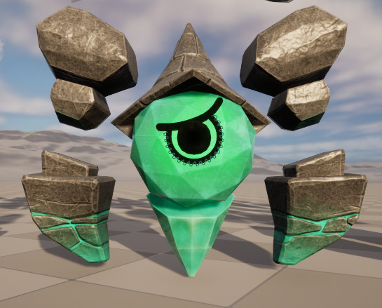 Seven stylized rune elements stone monsters with skeletal skins Low-poly 3D model_4
