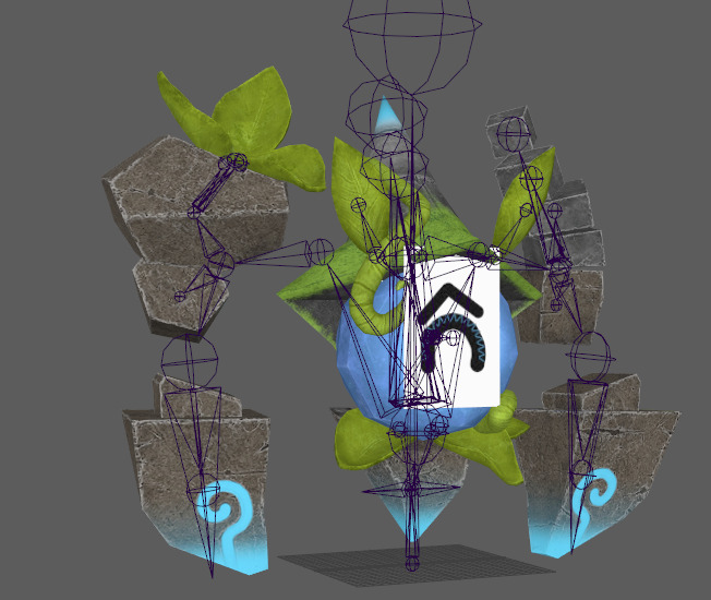 Seven stylized rune elements stone monsters with skeletal skins Low-poly 3D model_13