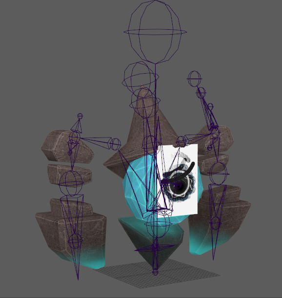 Seven stylized rune elements stone monsters with skeletal skins Low-poly 3D model_11