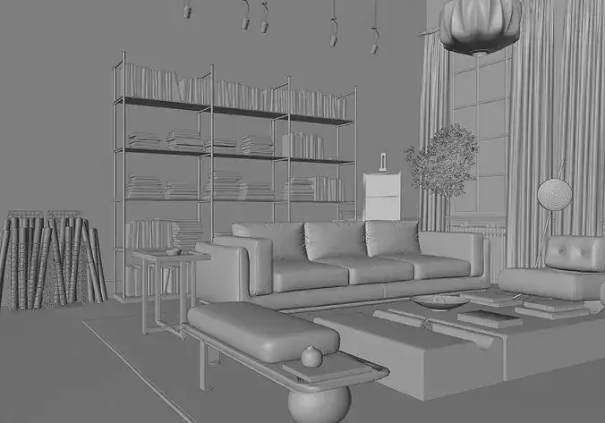 French-style interior scene 3D model 6