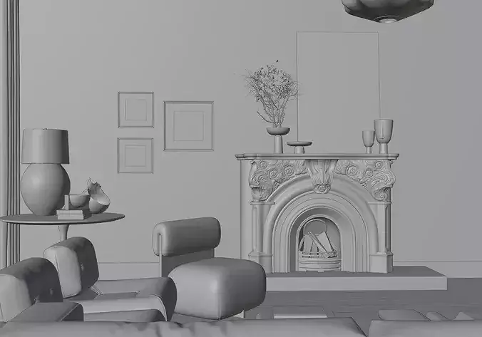 French-style interior scene 3D model 7