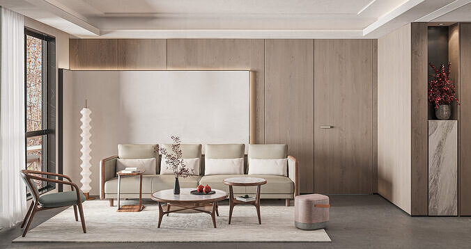 Autumn-themed living room 3D model 2