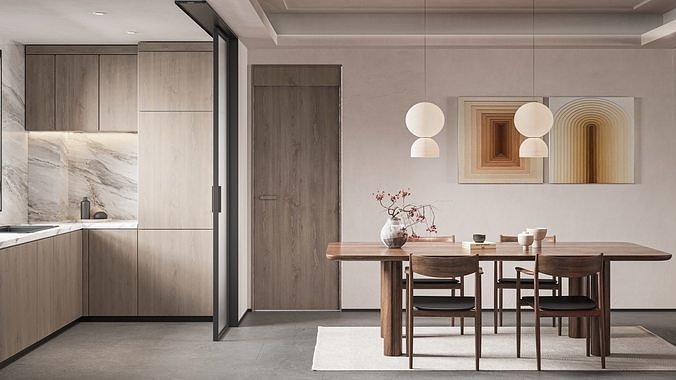 Autumn-themed living room 3D model 3