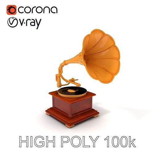 Vintage Gramophone Model Pack Low-poly 3D model