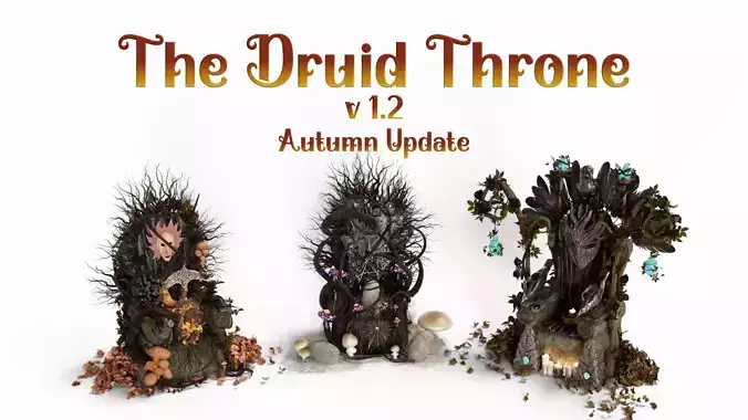 NATURE DRUIDIC THRONE HERO ASSET Low-poly 3D model