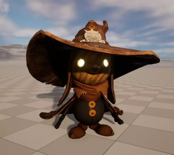 Stylish Puppet Wizard with Skeleton Skin Low-poly 3D model_0