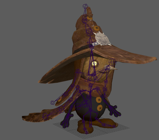 Stylish Puppet Wizard with Skeleton Skin Low-poly 3D model_4