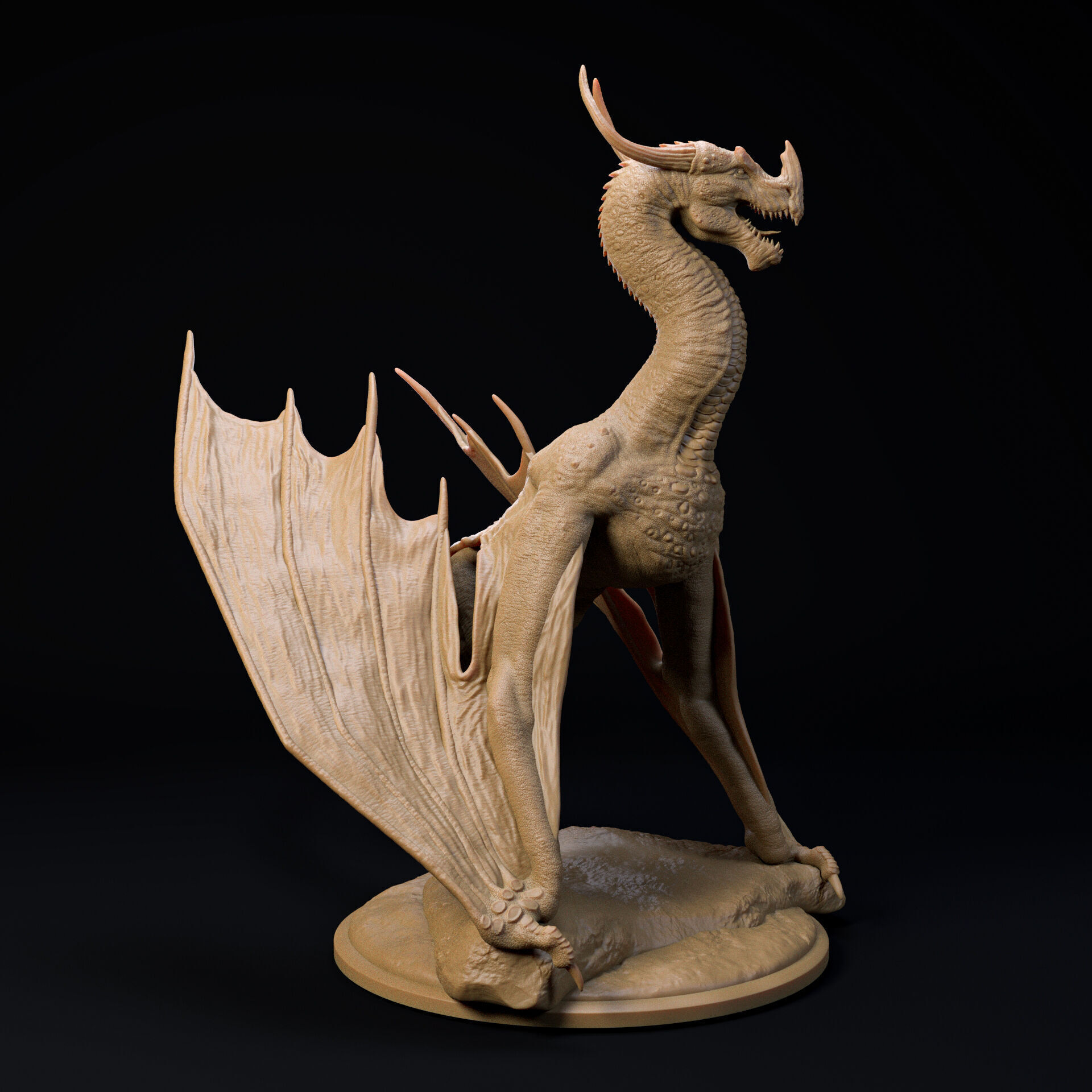 Trihorn Wyvern-Dragon 32mm scale - pre-supported 3D print model_2