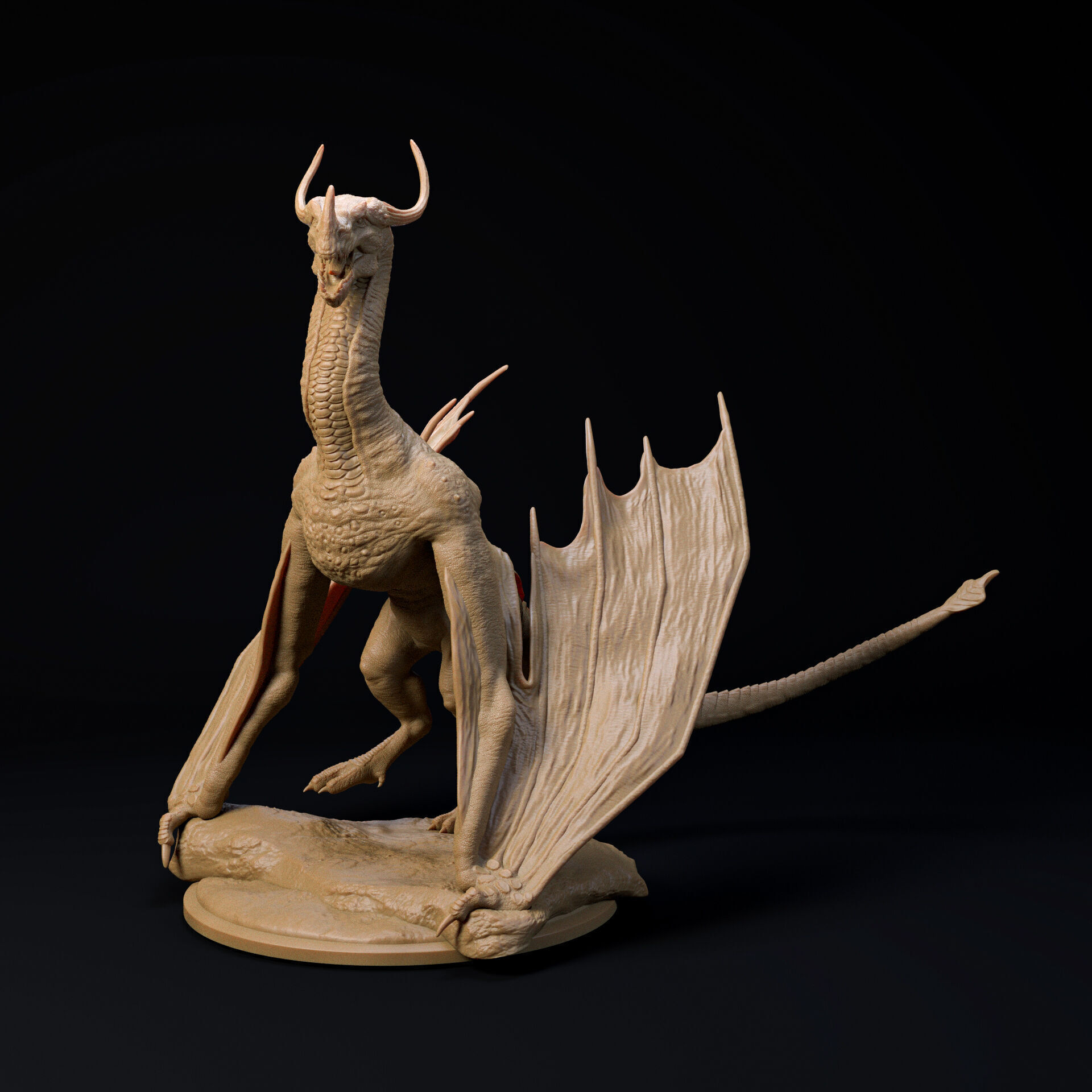 Trihorn Wyvern-Dragon 32mm scale - pre-supported 3D print model_4