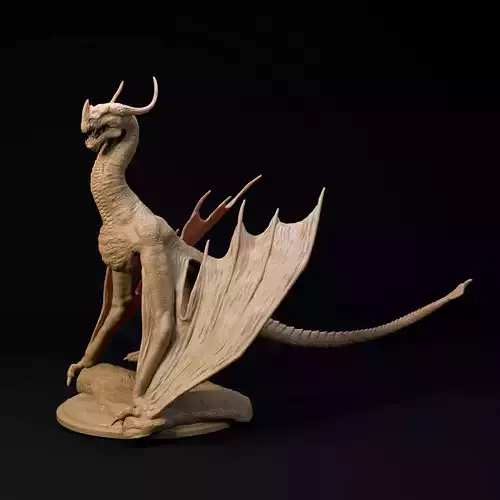 Trihorn Wyvern-Dragon 32mm scale - pre-supported 3D print model