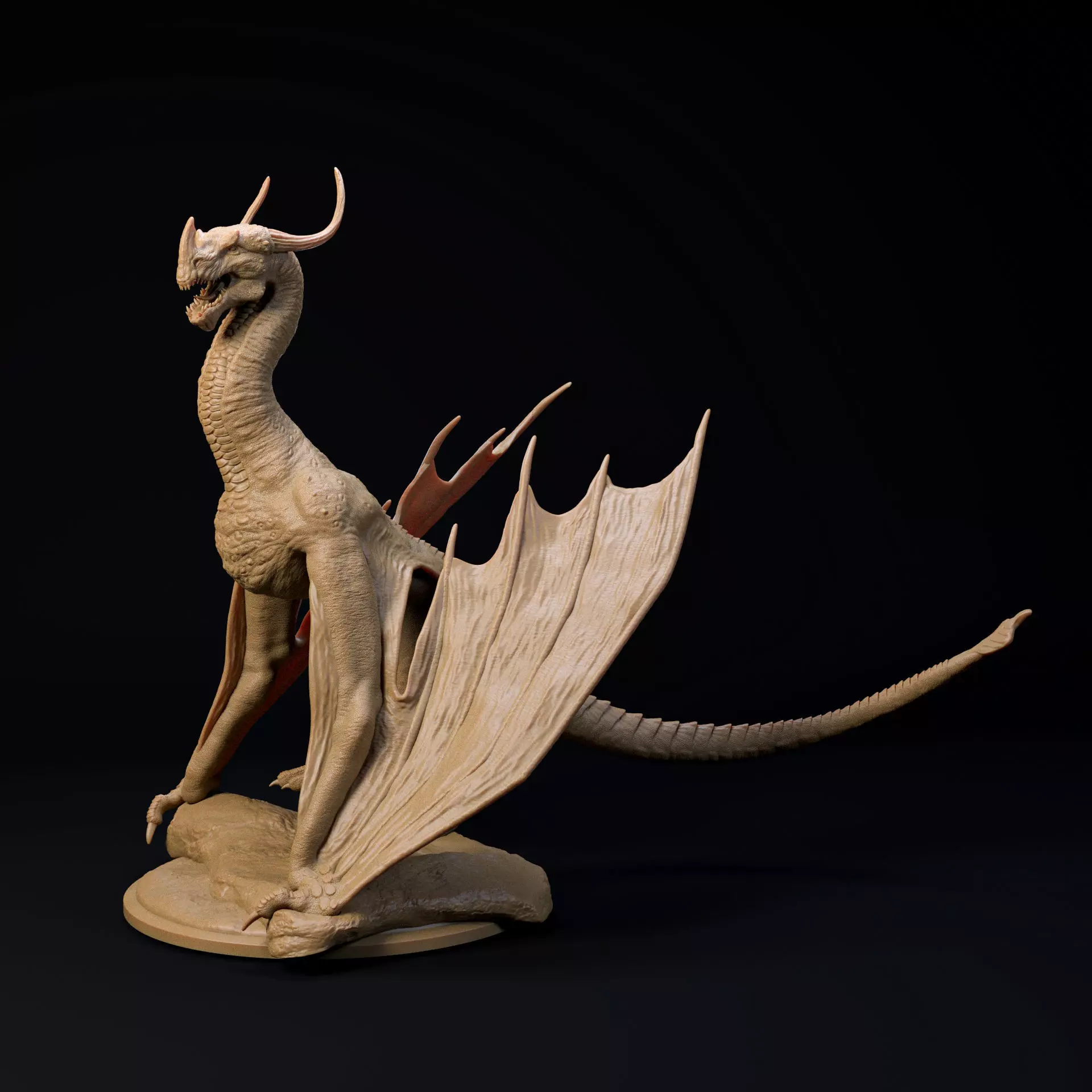 Trihorn Wyvern-Dragon 32mm scale - pre-supported 3D print model_0