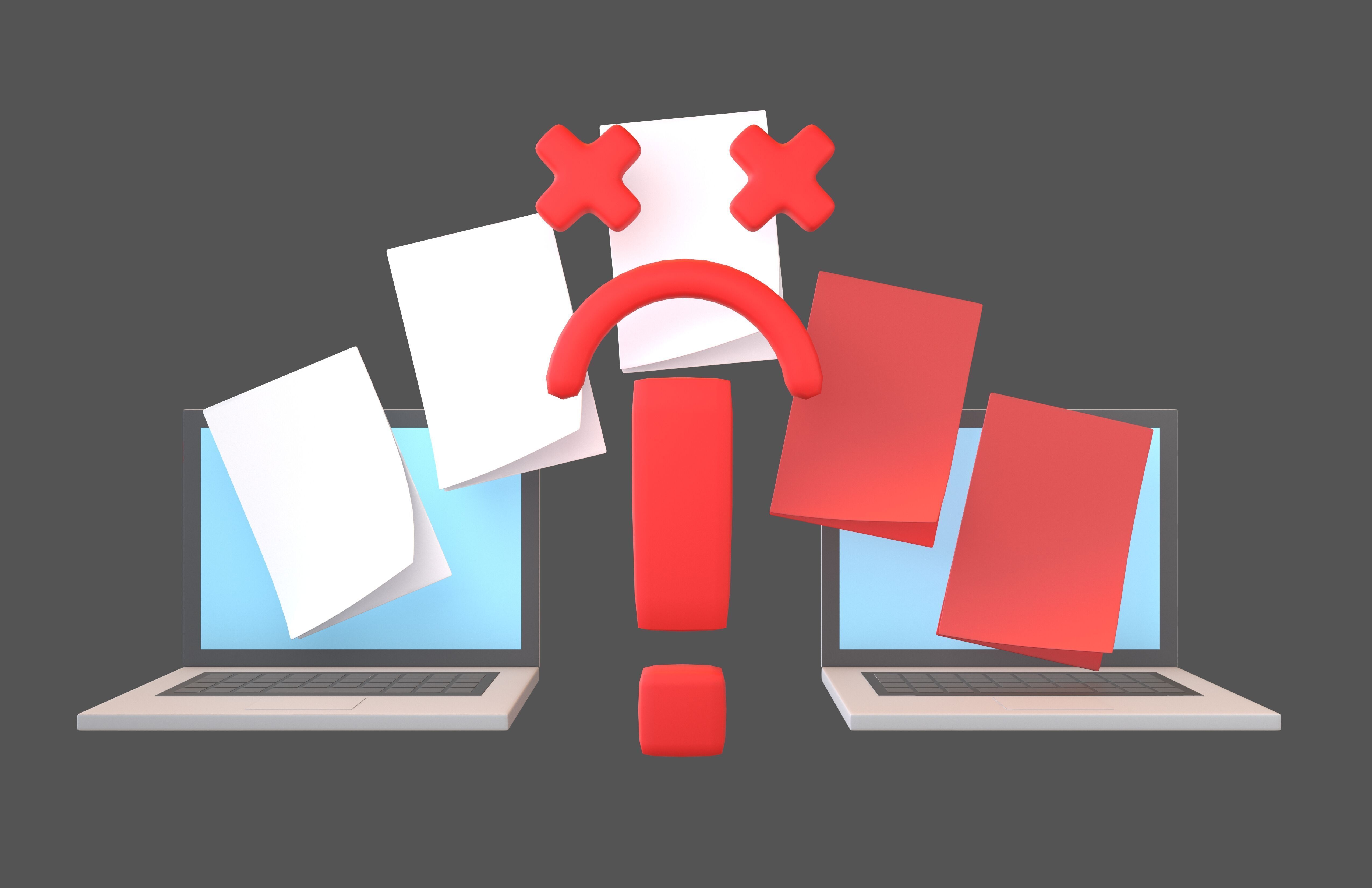 Files Transfer Error Icon v1 001 Low-poly 3D model_1