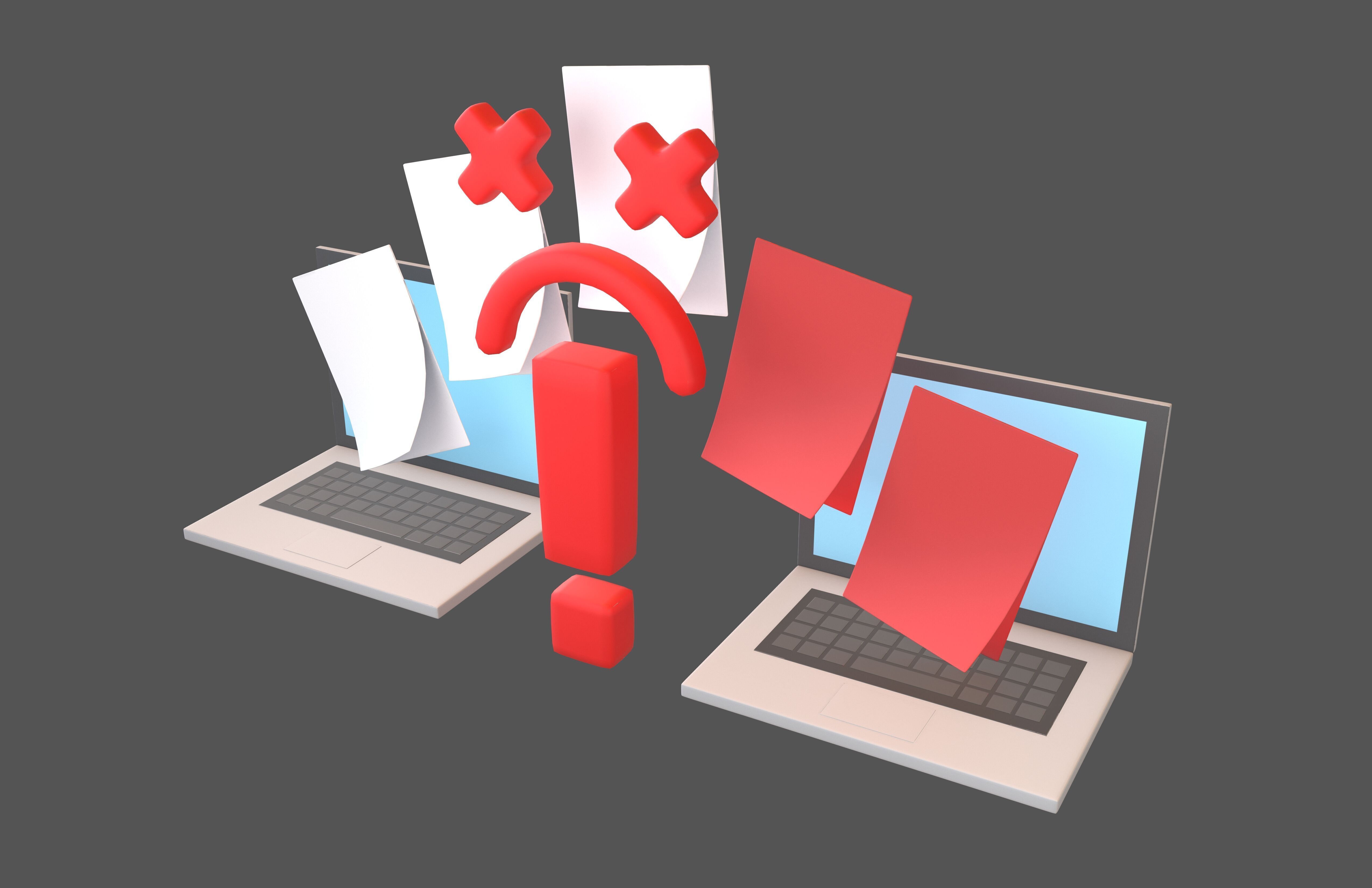 Files Transfer Error Icon v1 001 Low-poly 3D model_2
