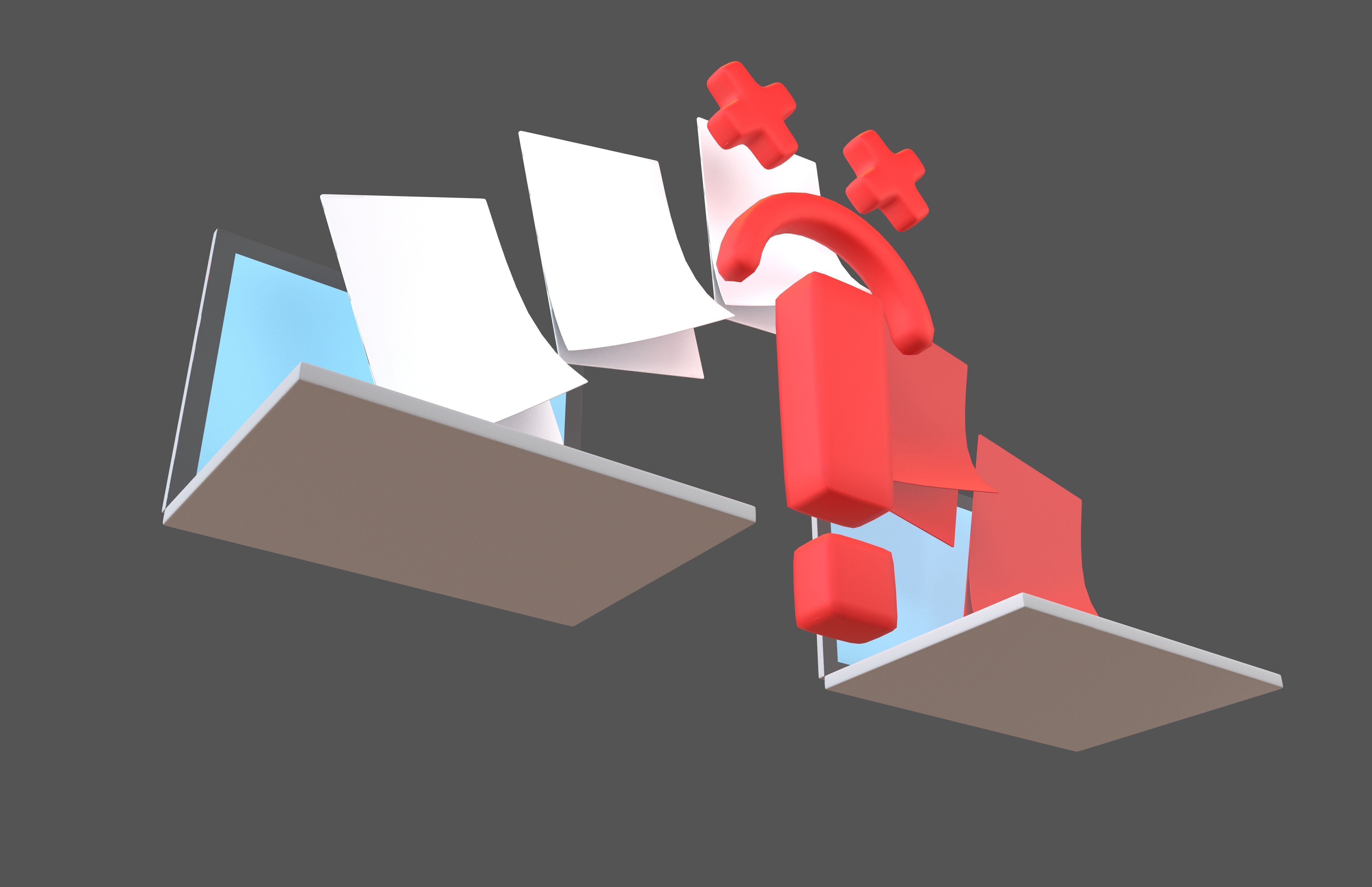 Files Transfer Error Icon v1 001 Low-poly 3D model_3