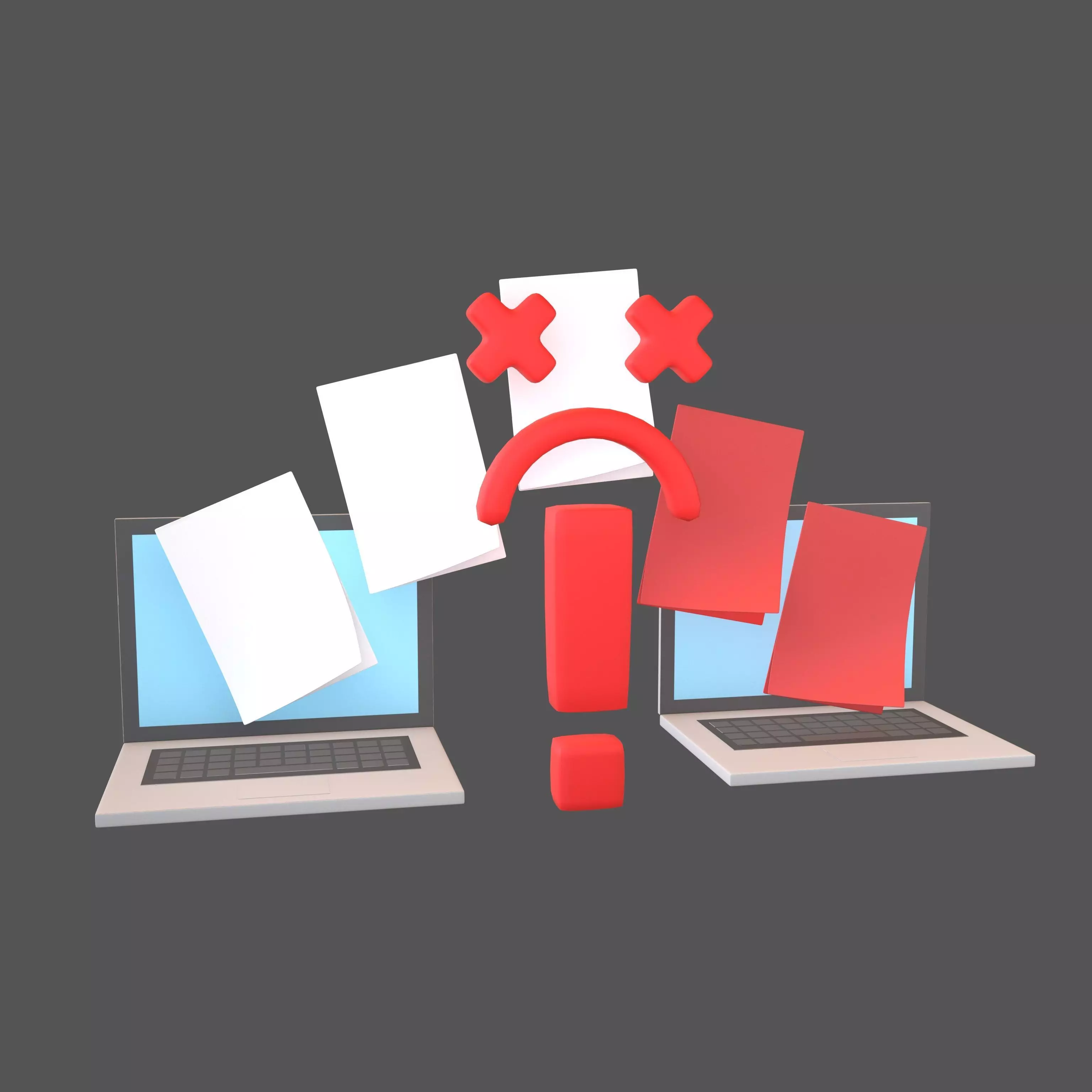 Files Transfer Error Icon v1 001 Low-poly 3D model_0