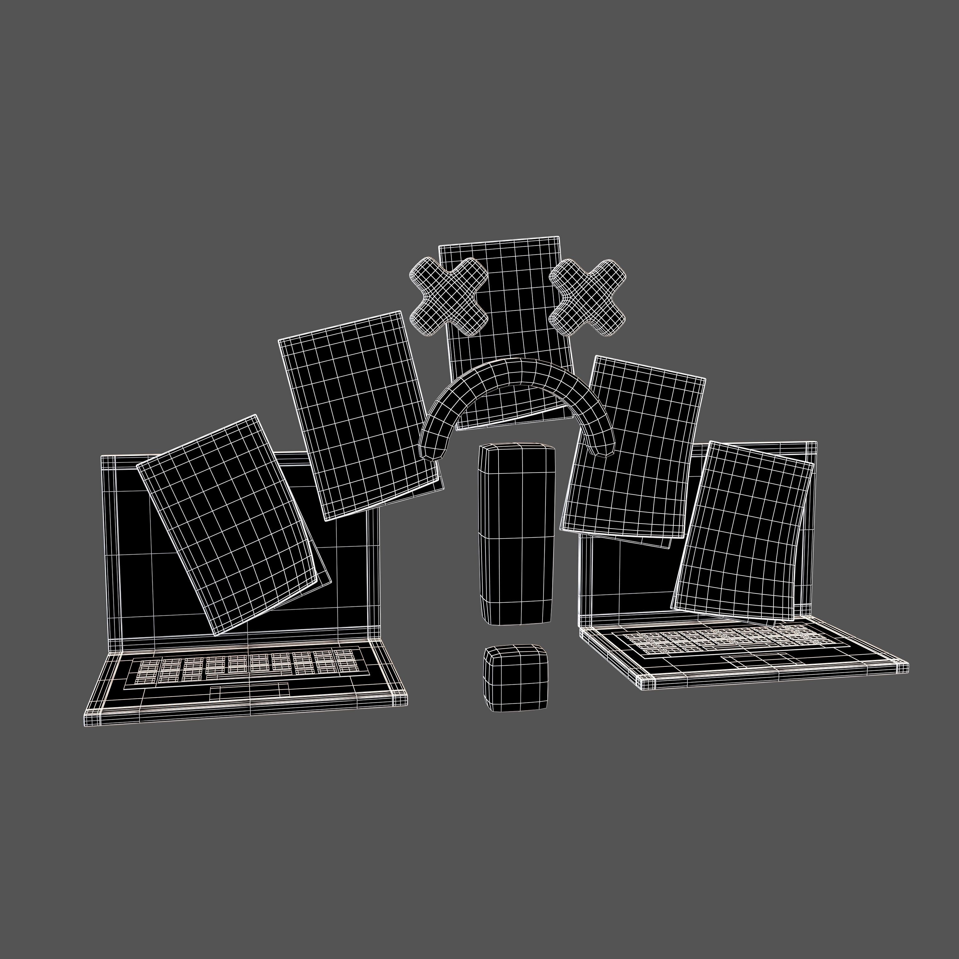 Files Transfer Error Icon v1 001 Low-poly 3D model_4