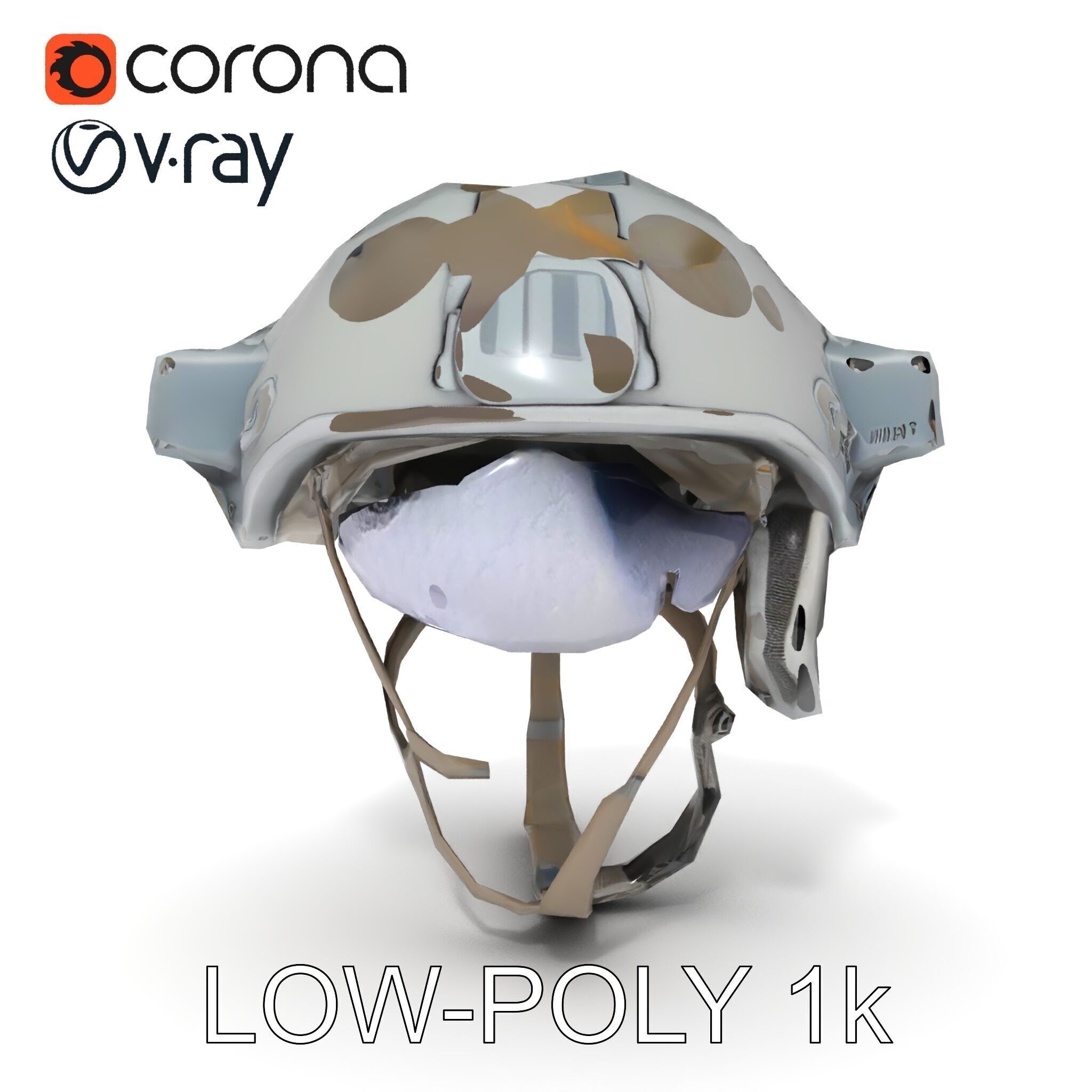 Tactical Helmet D Model Pack with Visor and Strap Low-poly 3D model_33