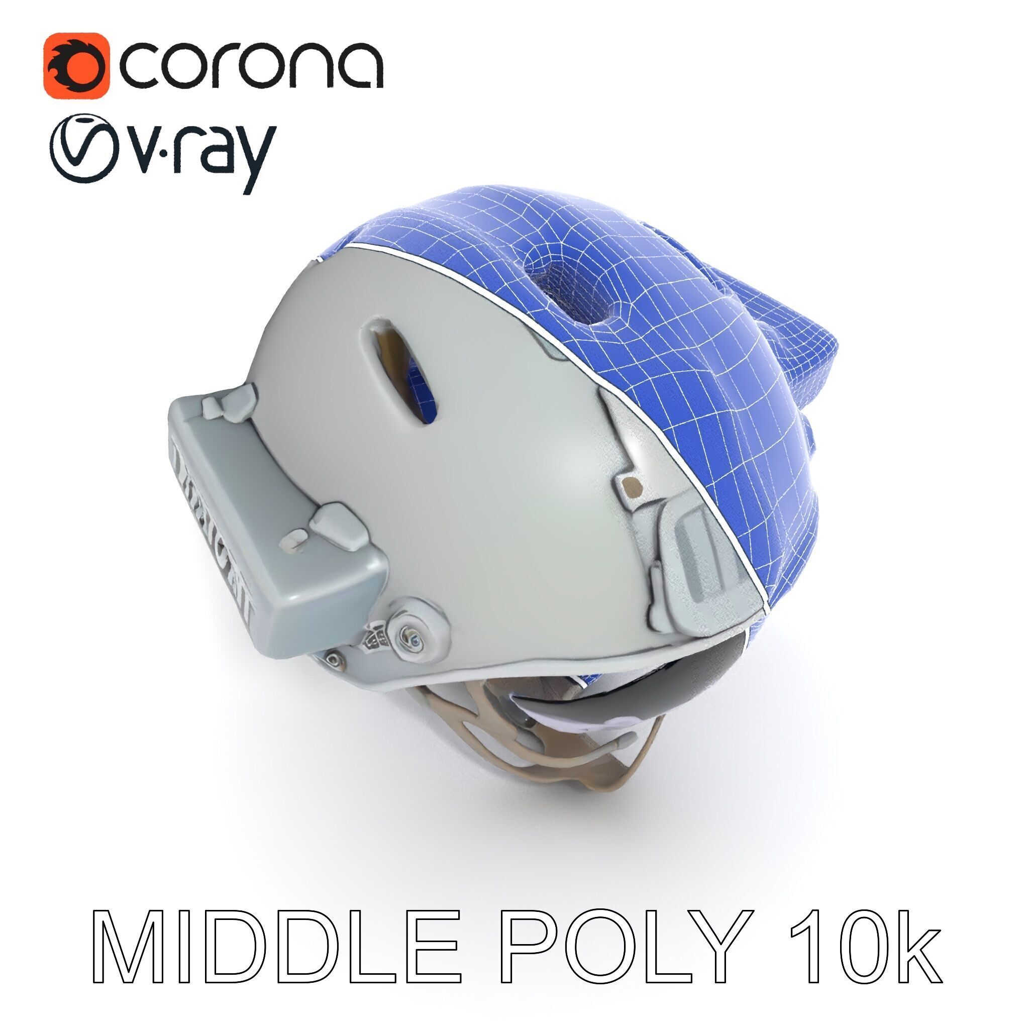 Tactical Helmet D Model Pack with Visor and Strap Low-poly 3D model_12