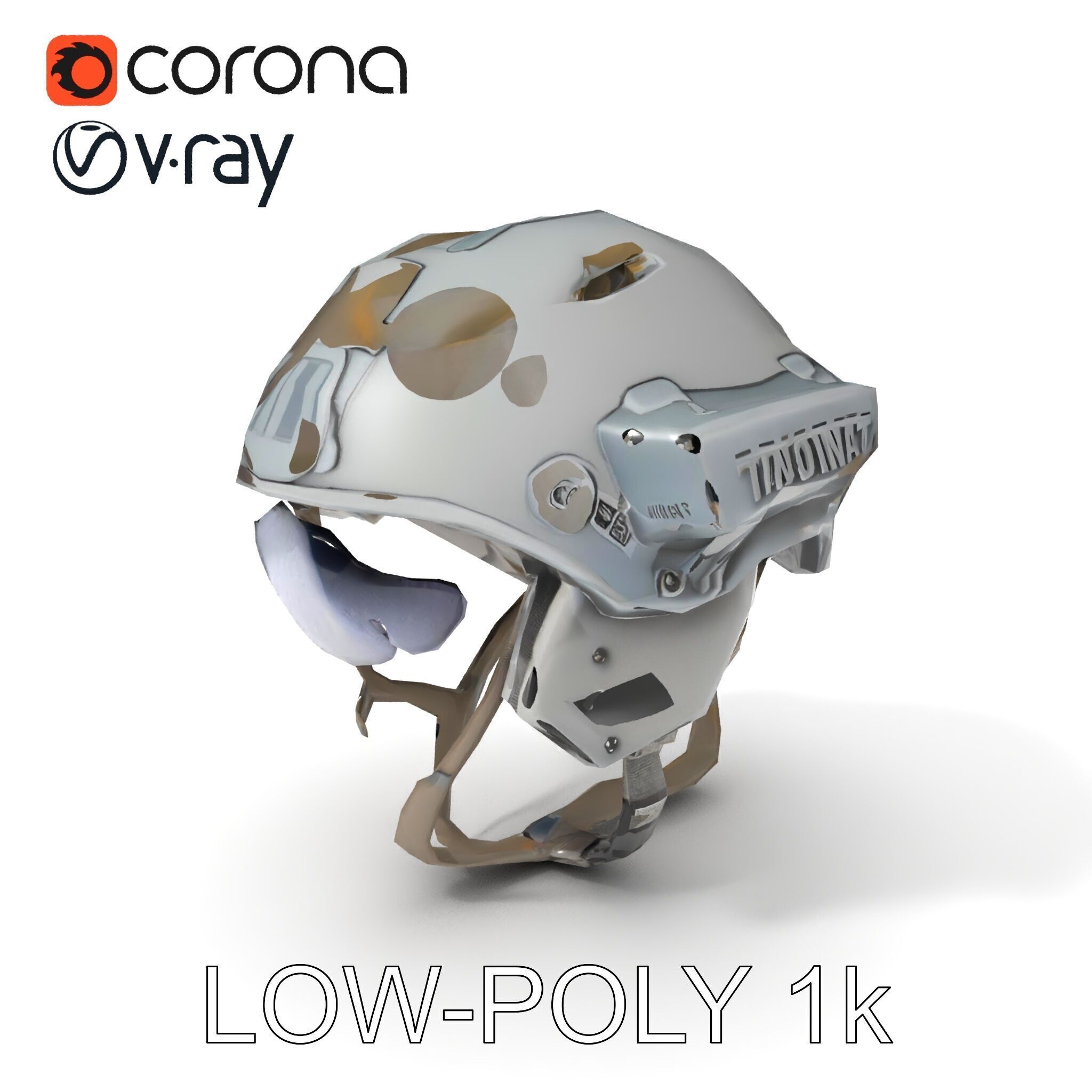 Tactical Helmet D Model Pack with Visor and Strap Low-poly 3D model_7