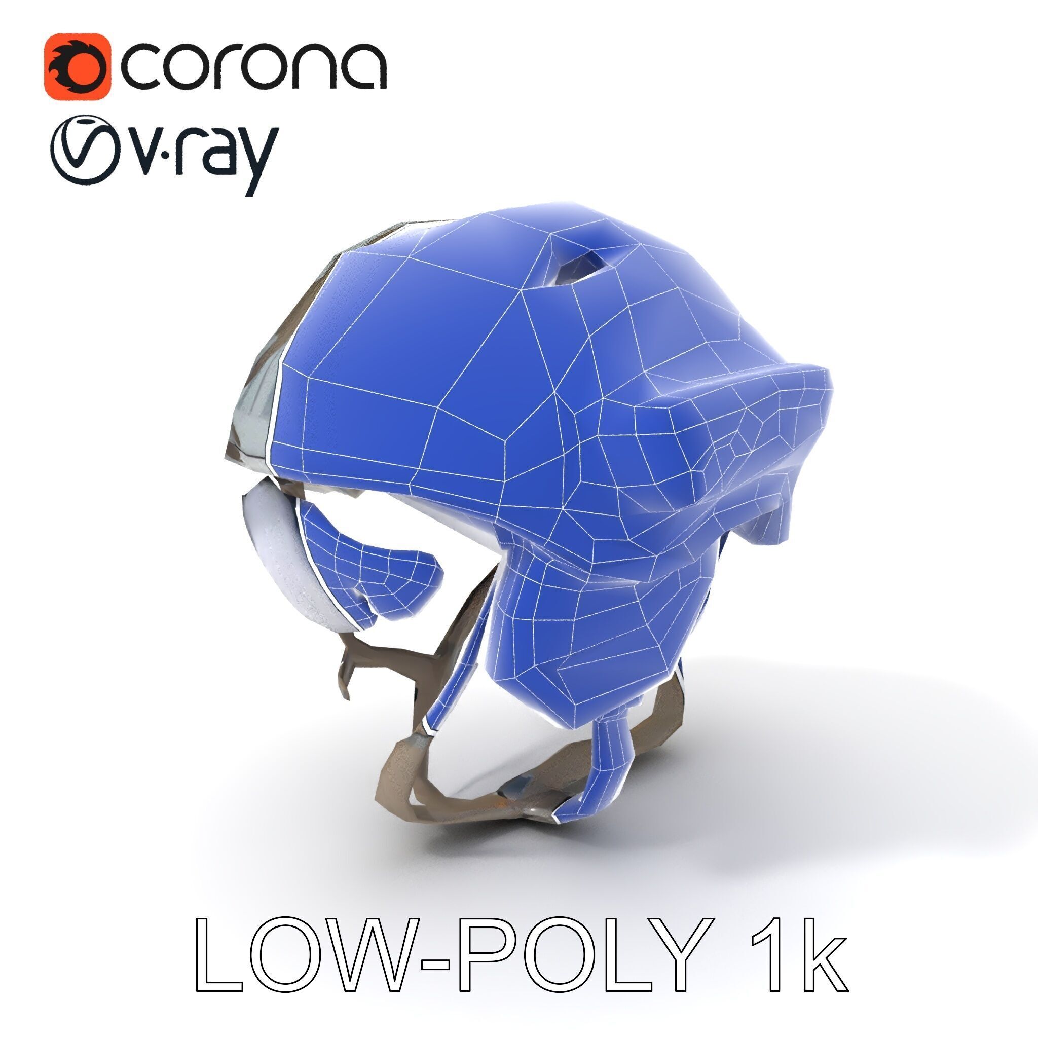 Tactical Helmet D Model Pack with Visor and Strap Low-poly 3D model_13