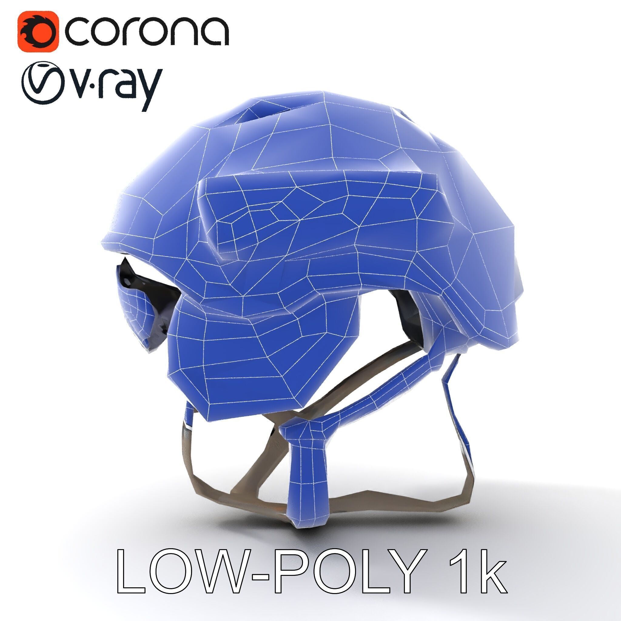 Tactical Helmet D Model Pack with Visor and Strap Low-poly 3D model_19