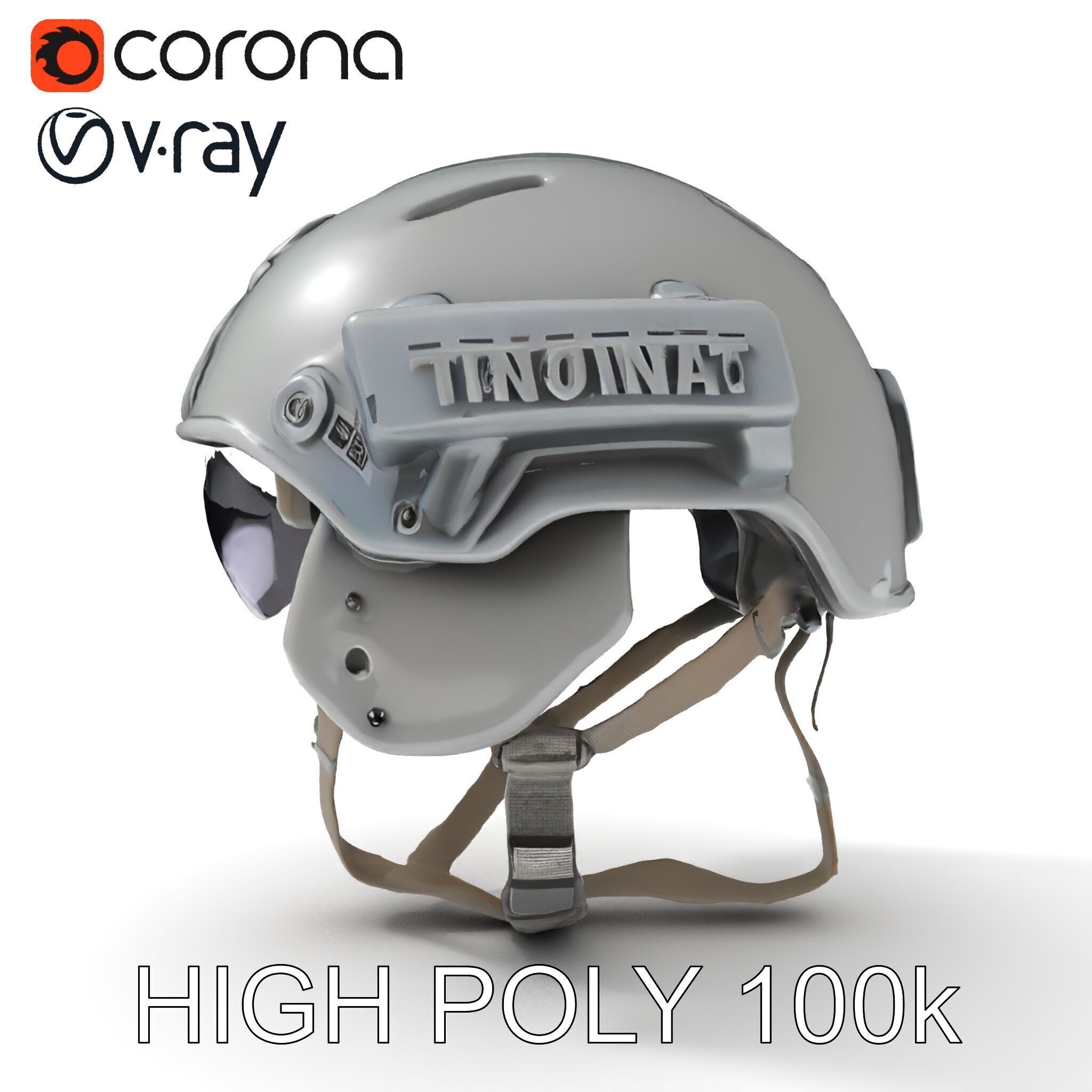 Tactical Helmet D Model Pack with Visor and Strap Low-poly 3D model_11