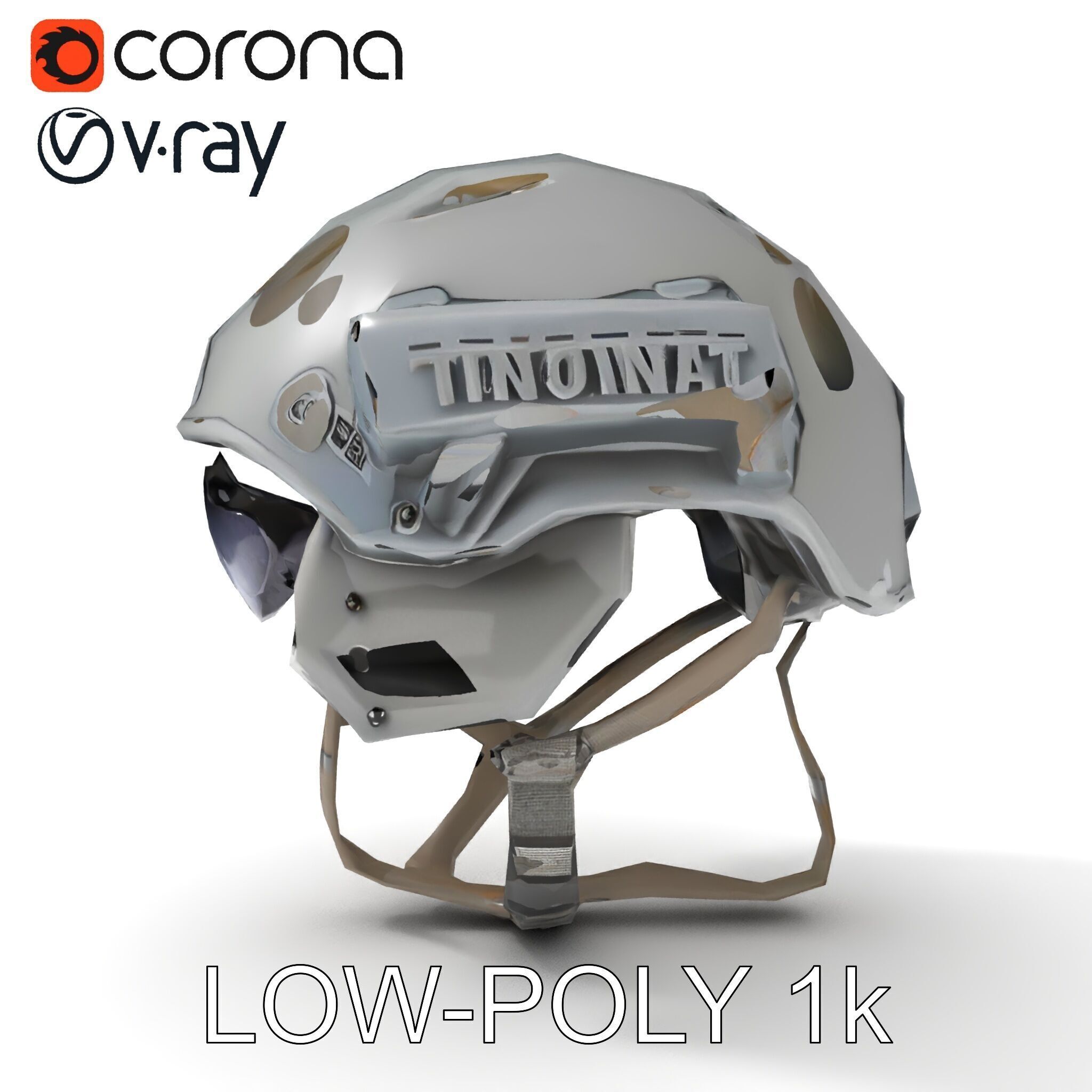 Tactical Helmet D Model Pack with Visor and Strap Low-poly 3D model_30