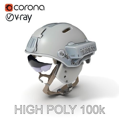 Tactical Helmet D Model Pack with Visor and Strap Low-poly 3D model
