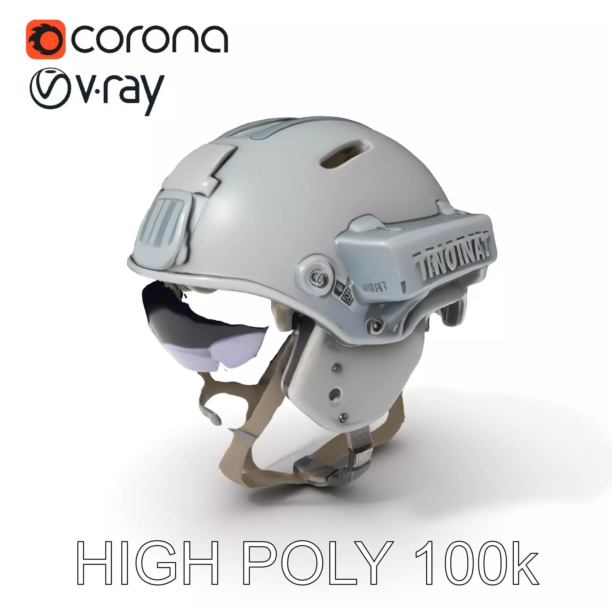 Tactical Helmet D Model Pack with Visor and Strap Low-poly 3D model_0