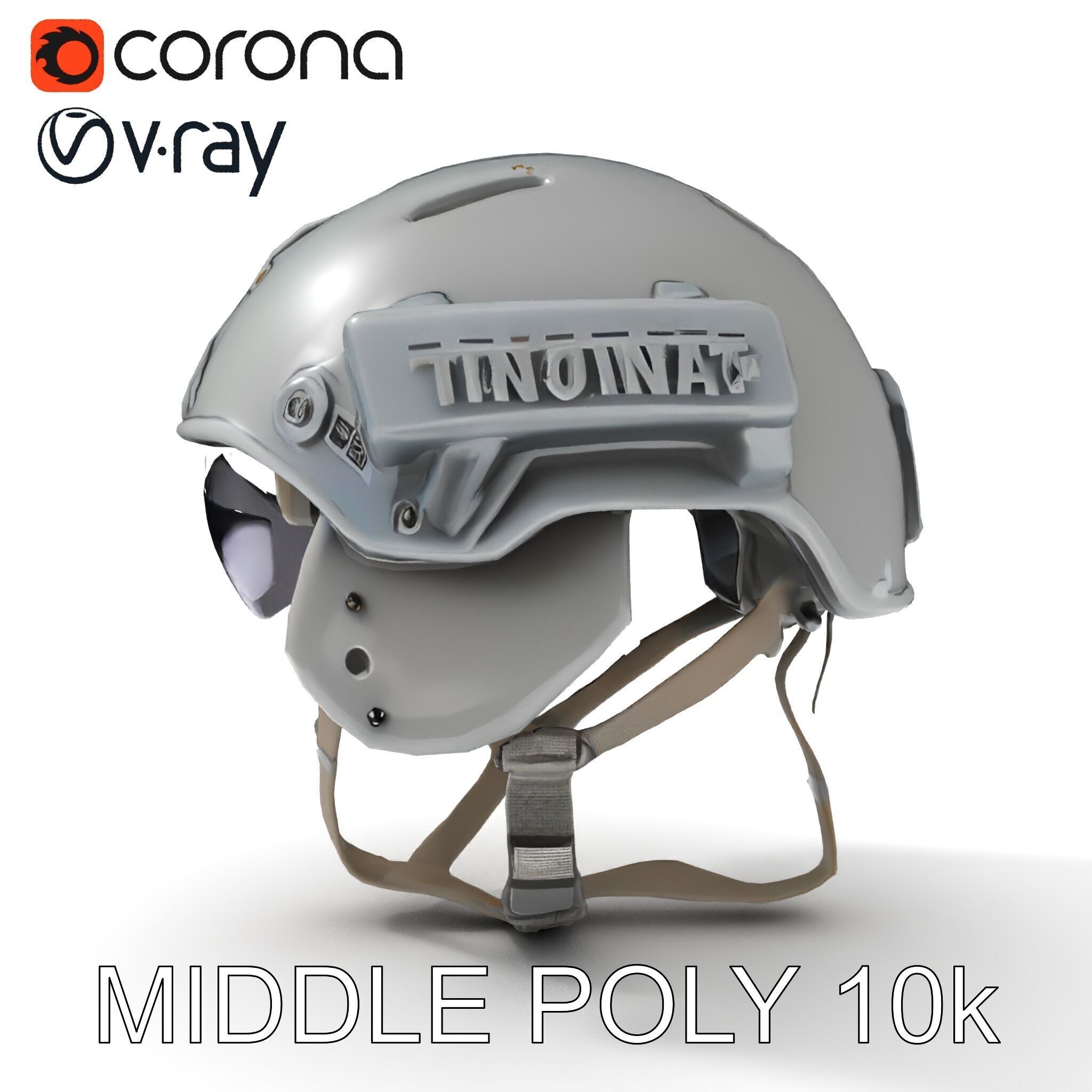 Tactical Helmet D Model Pack with Visor and Strap Low-poly 3D model_32