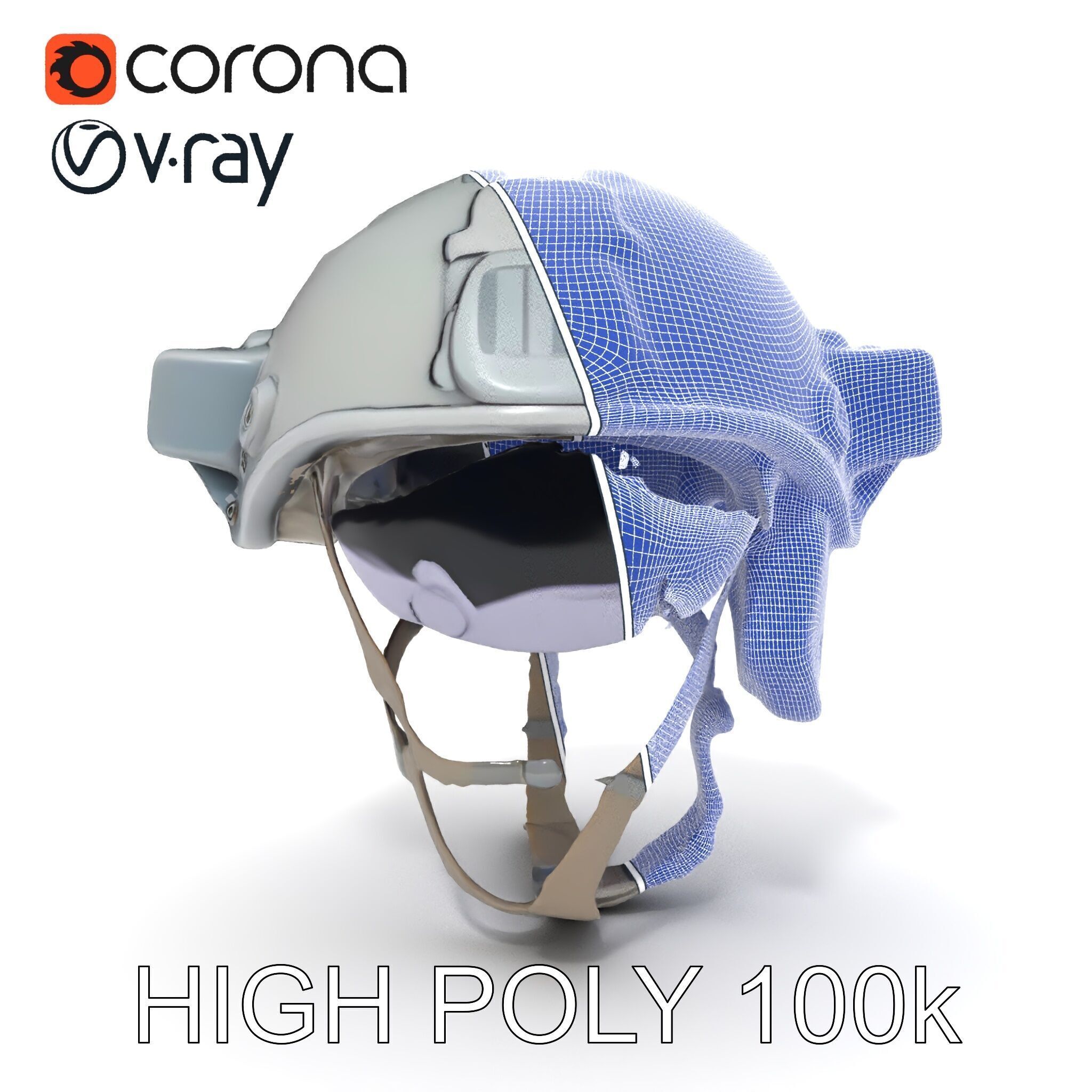 Tactical Helmet D Model Pack with Visor and Strap Low-poly 3D model_23