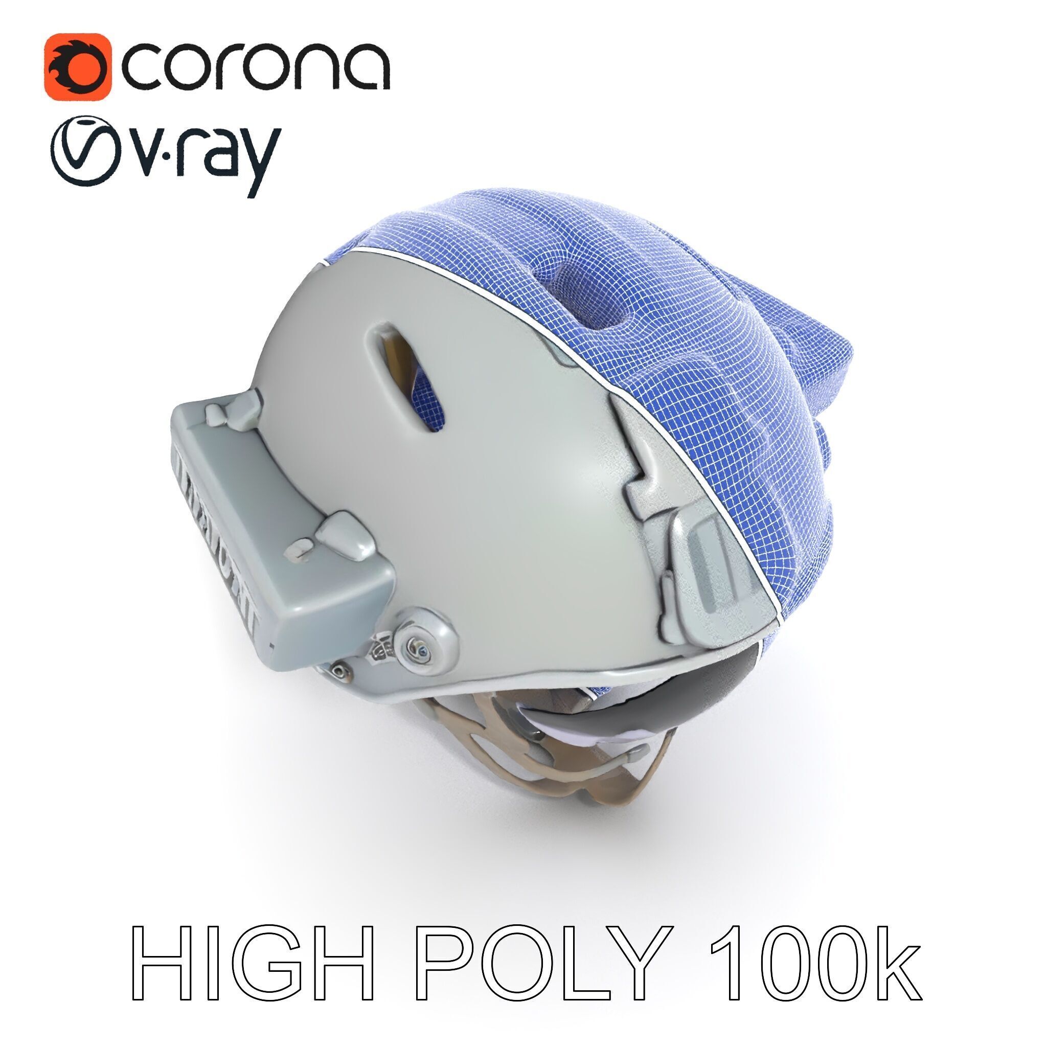 Tactical Helmet D Model Pack with Visor and Strap Low-poly 3D model_8