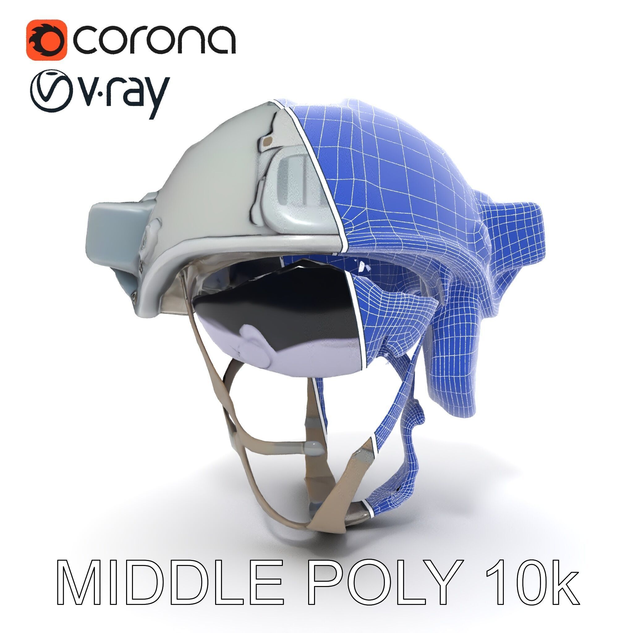 Tactical Helmet D Model Pack with Visor and Strap Low-poly 3D model_16