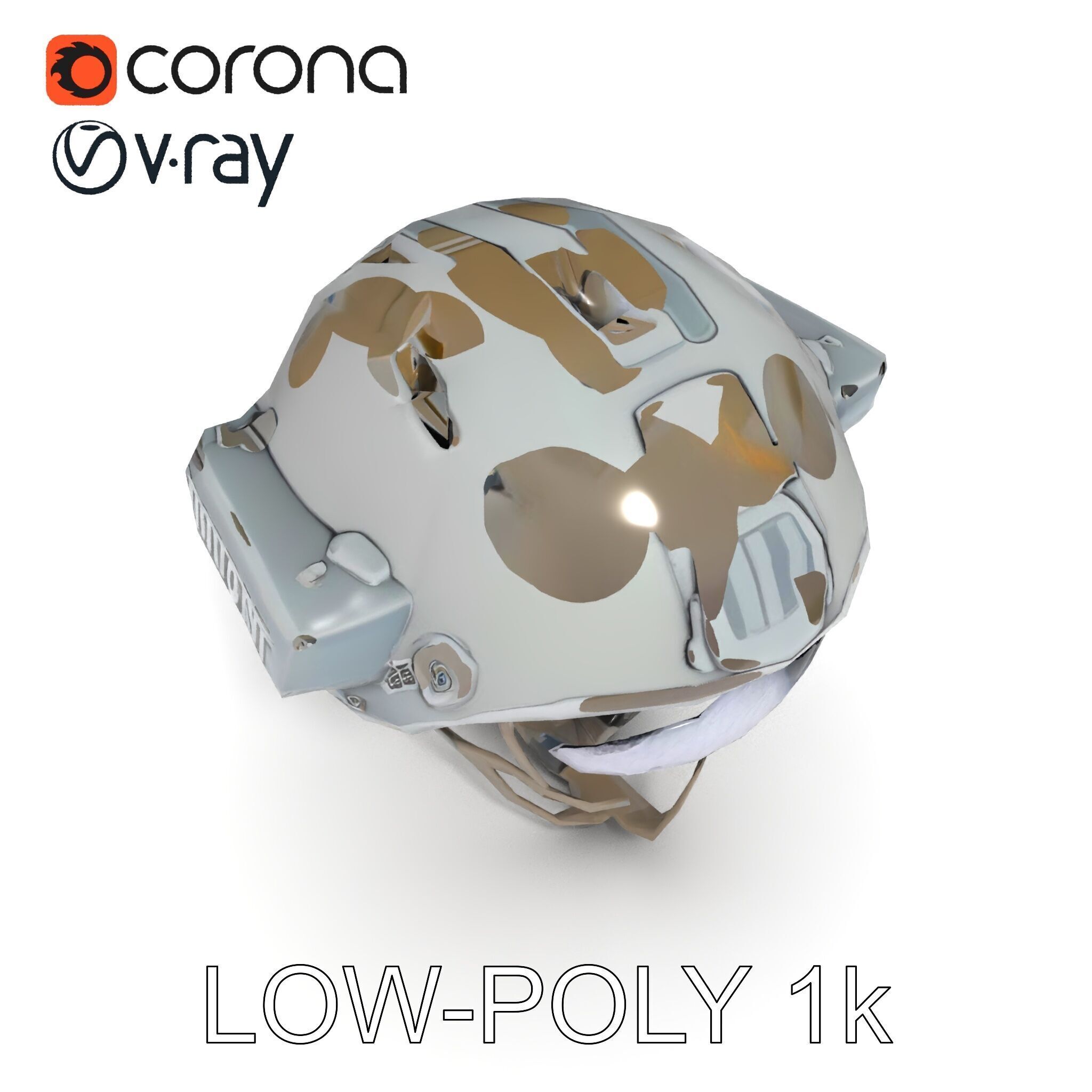 Tactical Helmet D Model Pack with Visor and Strap Low-poly 3D model_10