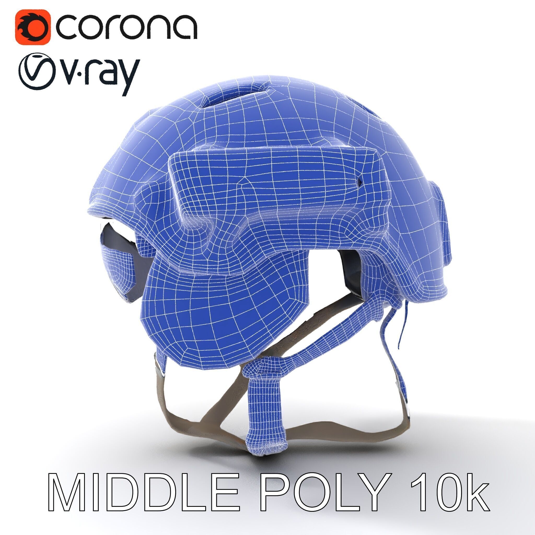 Tactical Helmet D Model Pack with Visor and Strap Low-poly 3D model_29