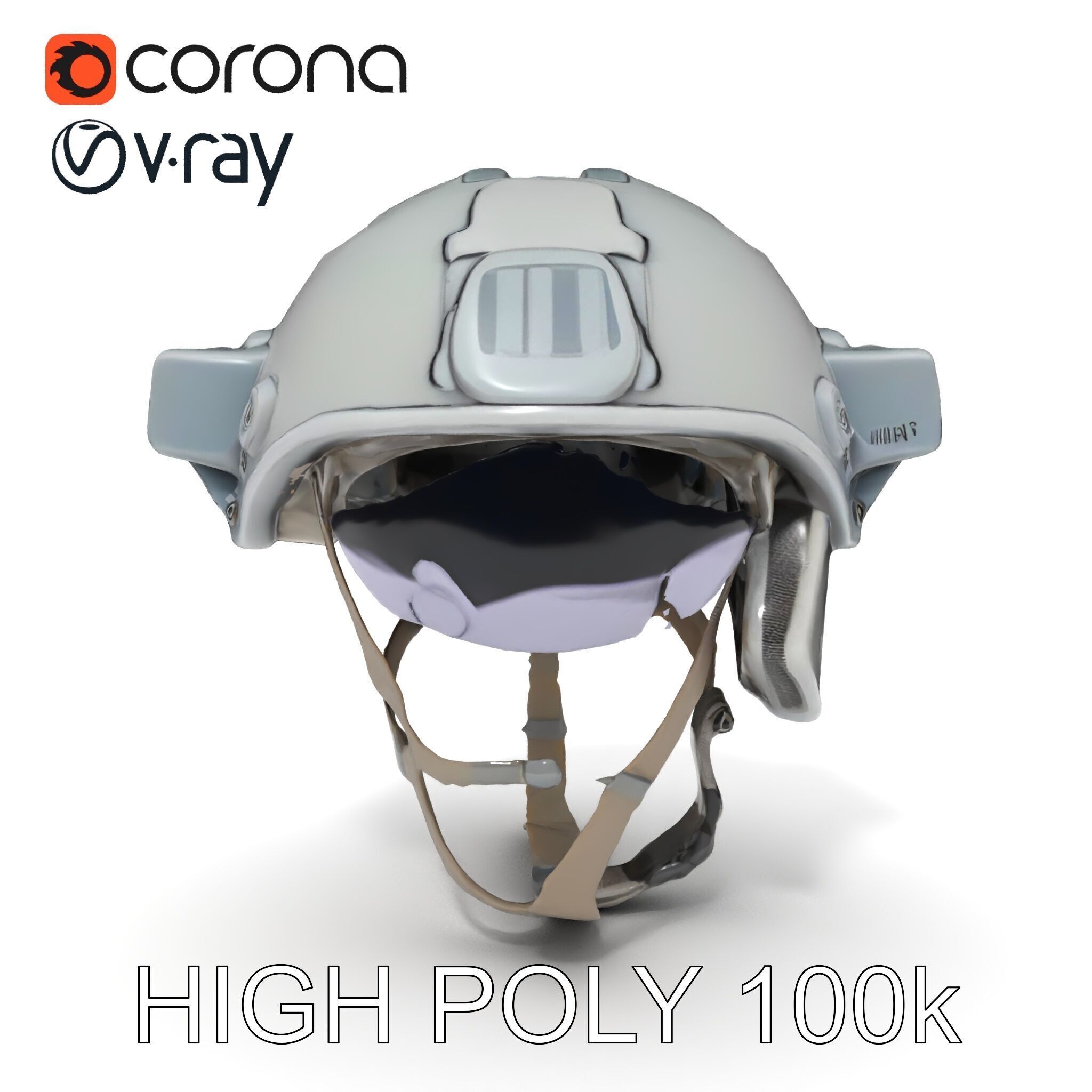 Tactical Helmet D Model Pack with Visor and Strap Low-poly 3D model_20