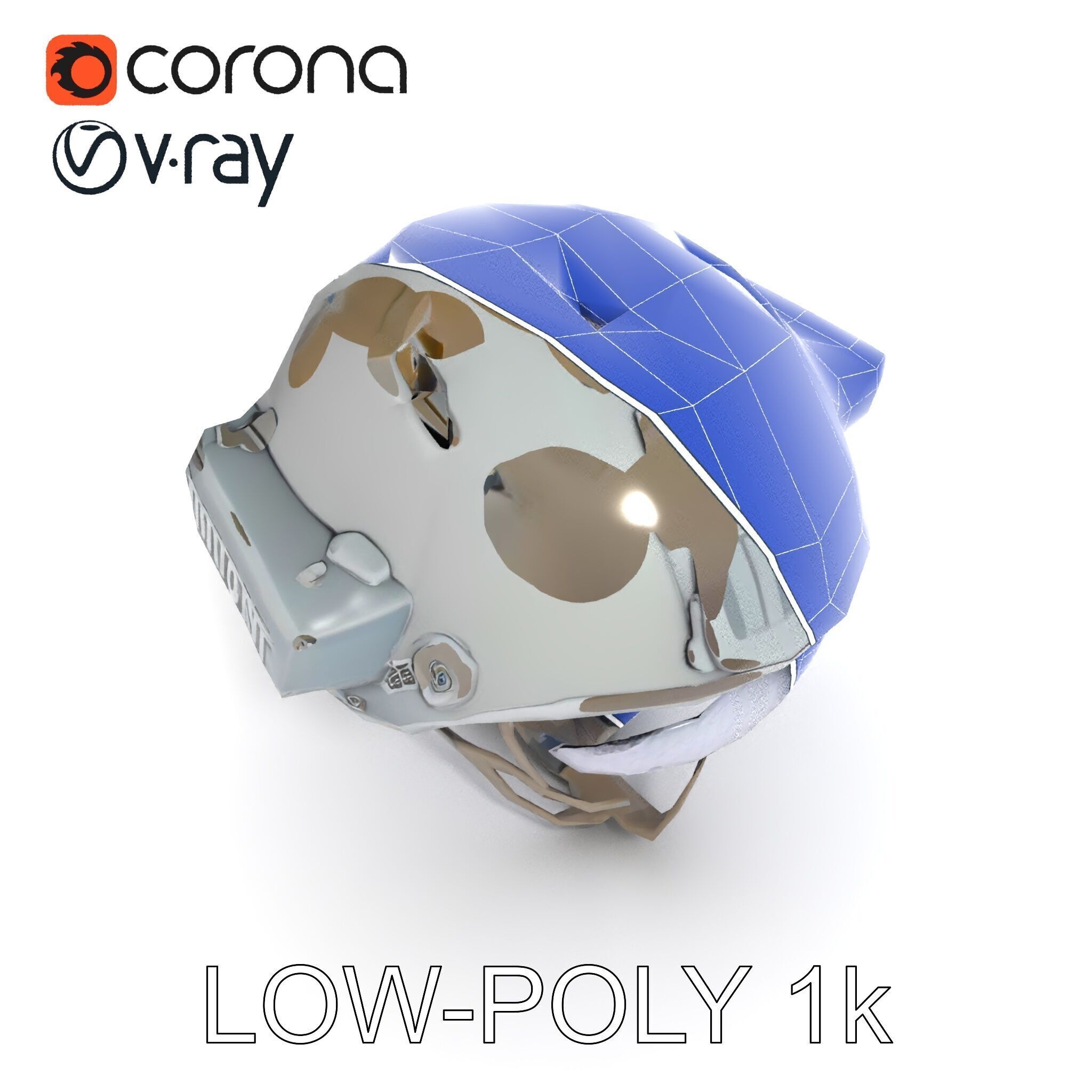 Tactical Helmet D Model Pack with Visor and Strap Low-poly 3D model_25