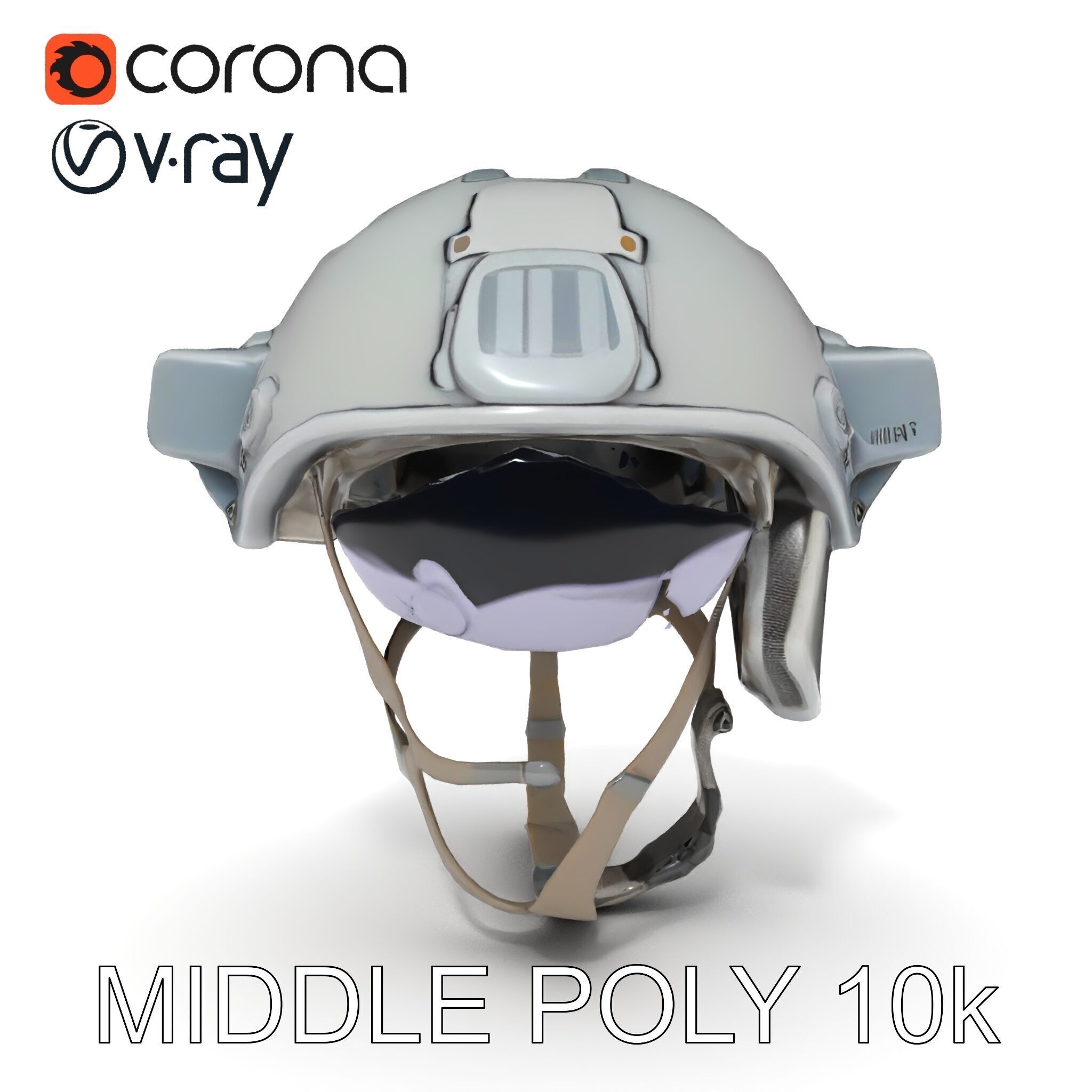 Tactical Helmet D Model Pack with Visor and Strap Low-poly 3D model_18