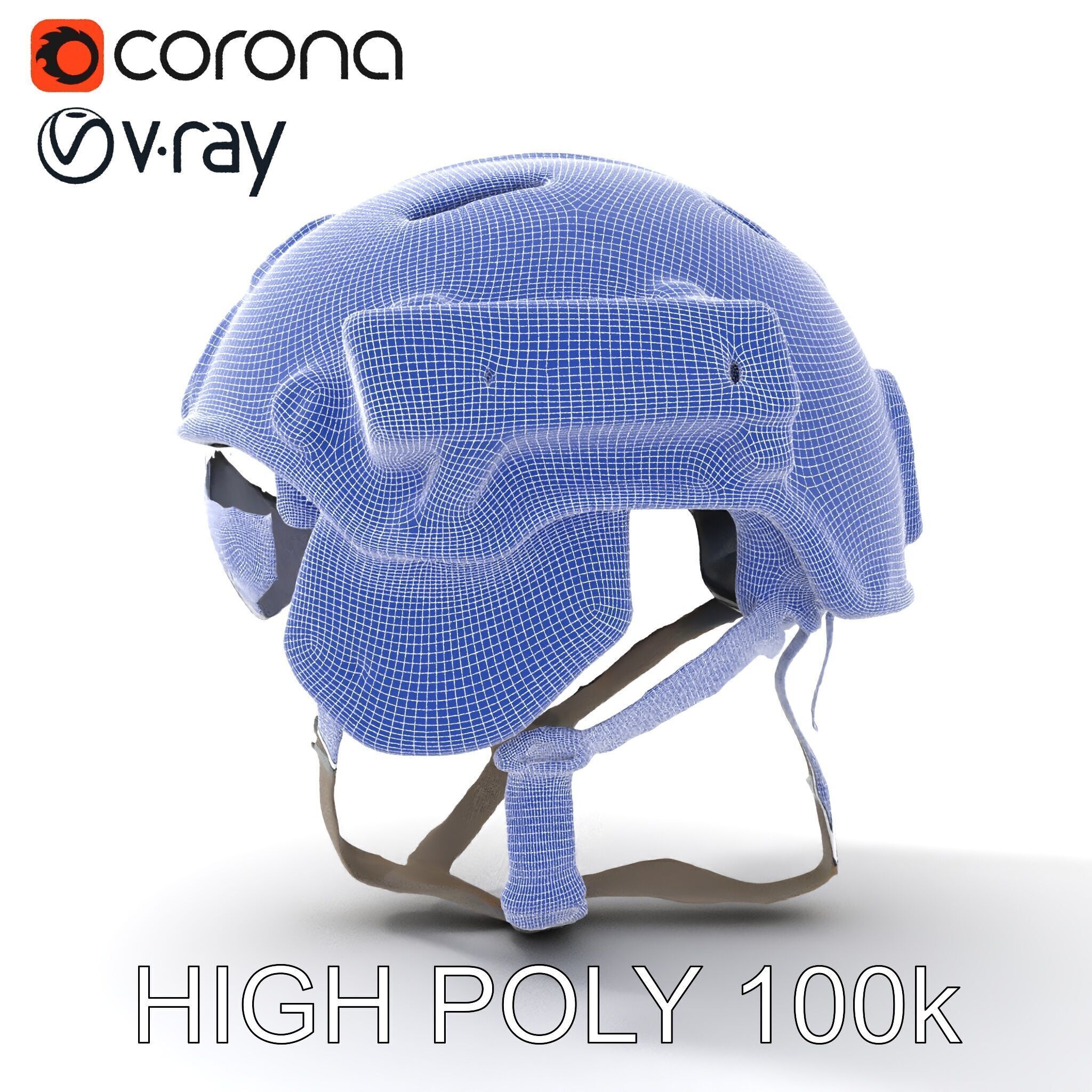 Tactical Helmet D Model Pack with Visor and Strap Low-poly 3D model_35