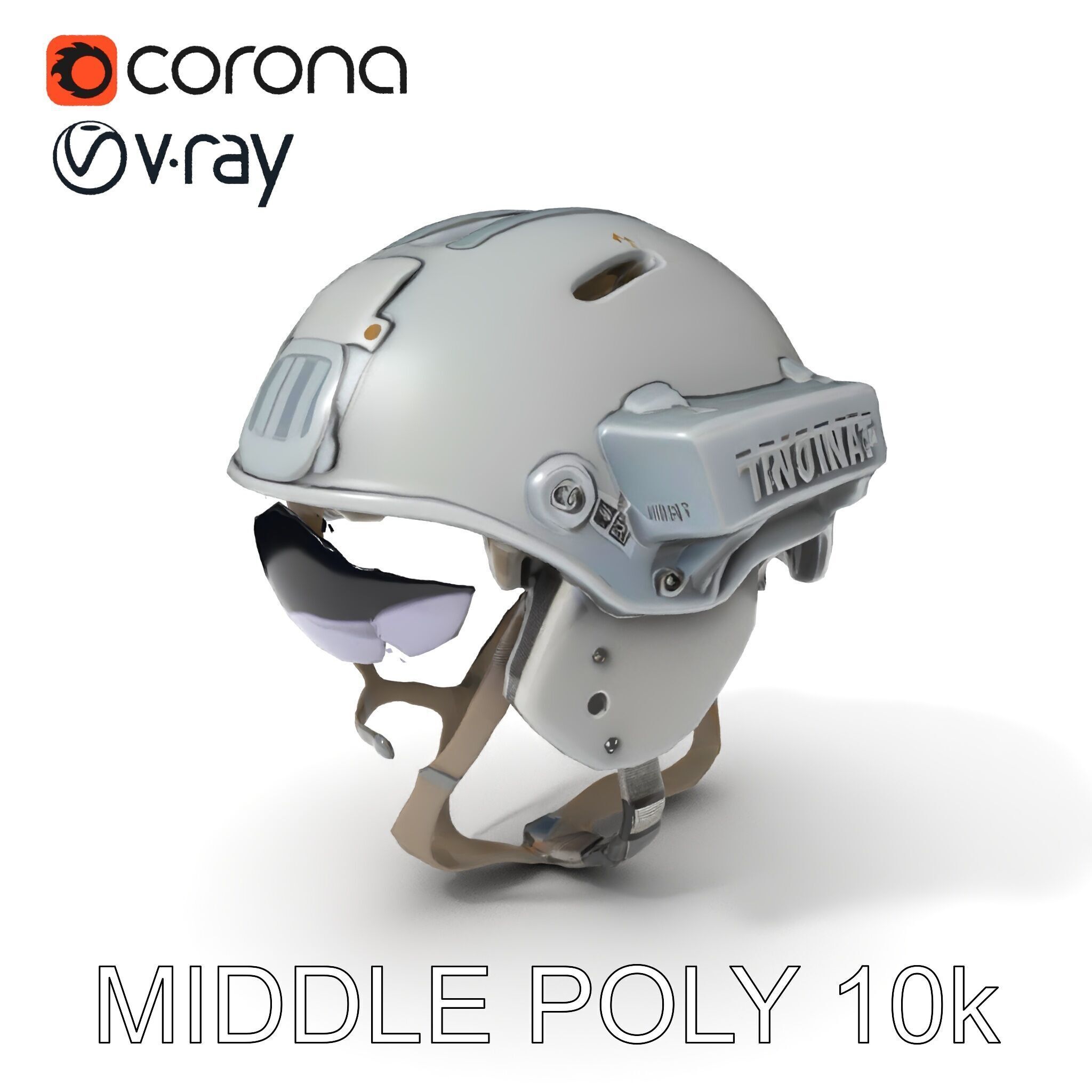 Tactical Helmet D Model Pack with Visor and Strap Low-poly 3D model_6