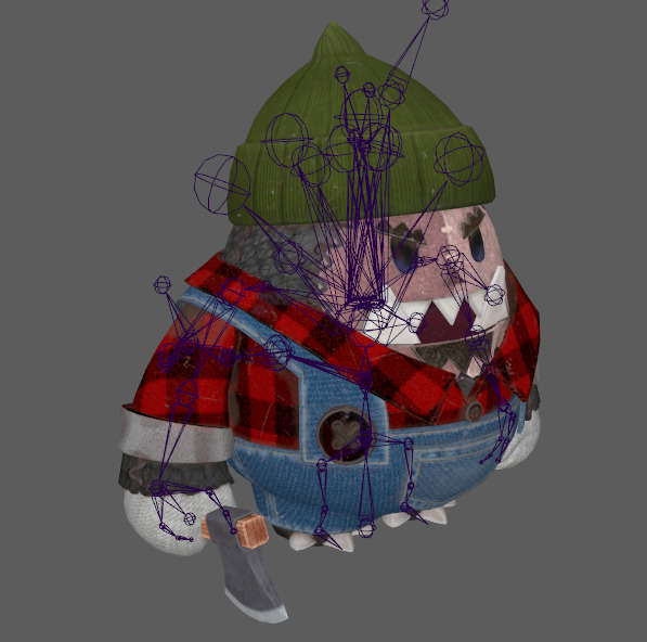 Seven stylized puppets snowman chubby guy upgraded skeleton skin Low-poly 3D model_10