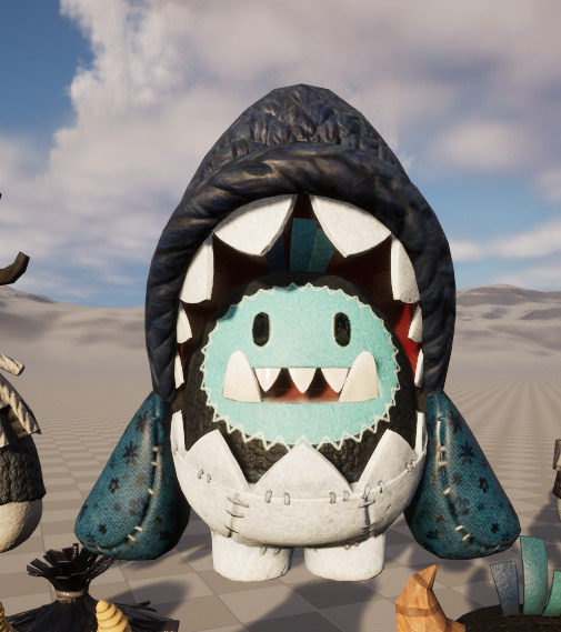 Seven stylized puppets snowman chubby guy upgraded skeleton skin Low-poly 3D model_7