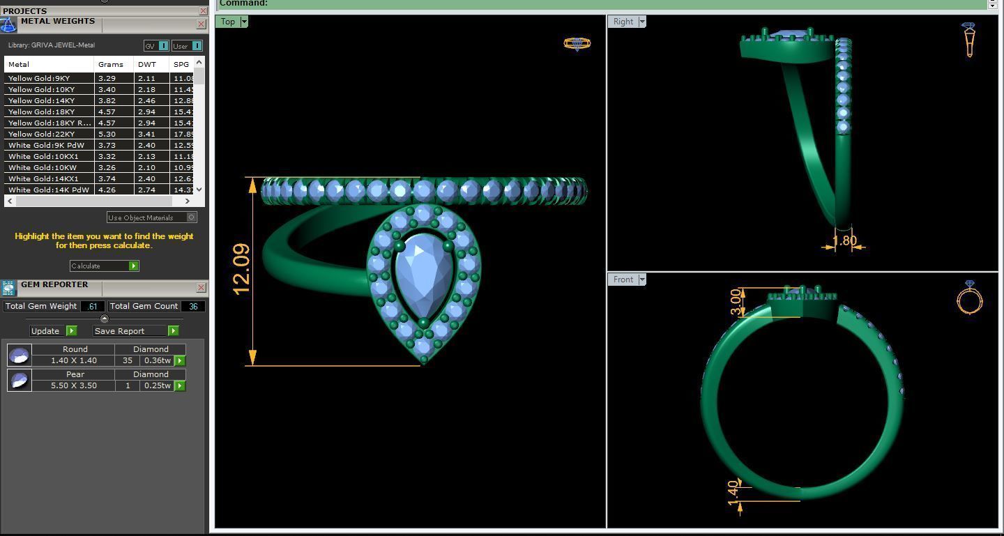 Fancy Gemstone Ring 34 3d Model and Render 3D print model_9
