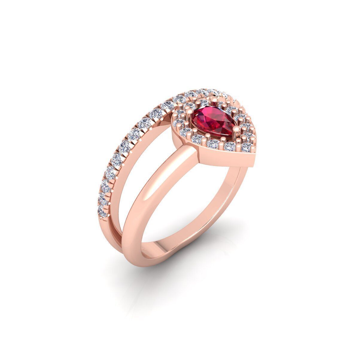 Fancy Gemstone Ring 34 3d Model and Render 3D print model_4