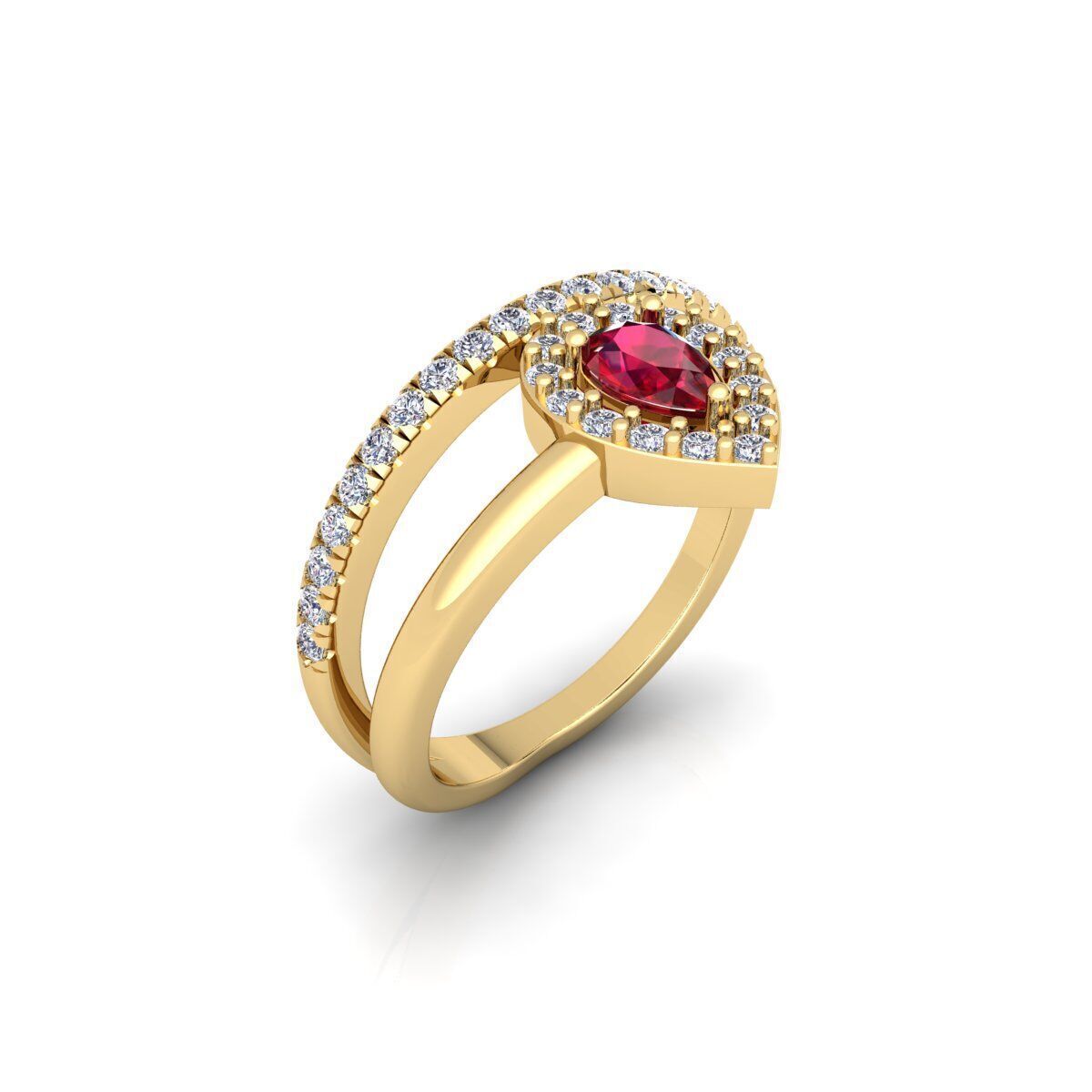 Fancy Gemstone Ring 34 3d Model and Render 3D print model_3