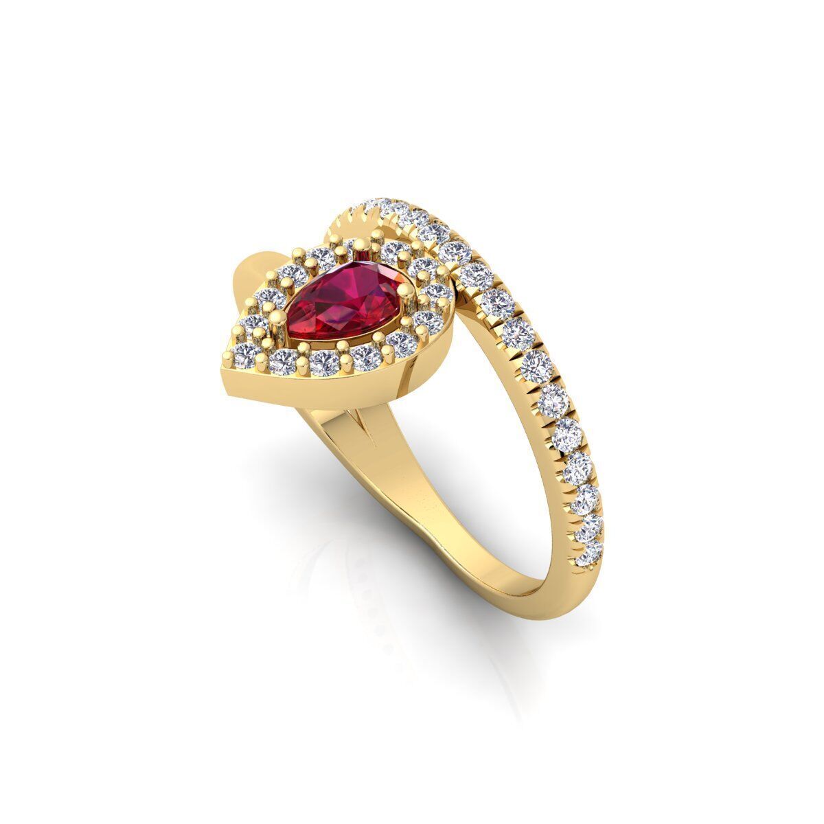 Fancy Gemstone Ring 34 3d Model and Render 3D print model_6