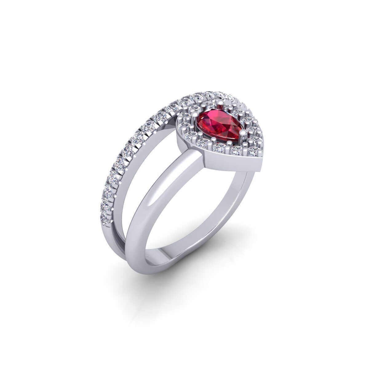 Fancy Gemstone Ring 34 3d Model and Render 3D print model_5