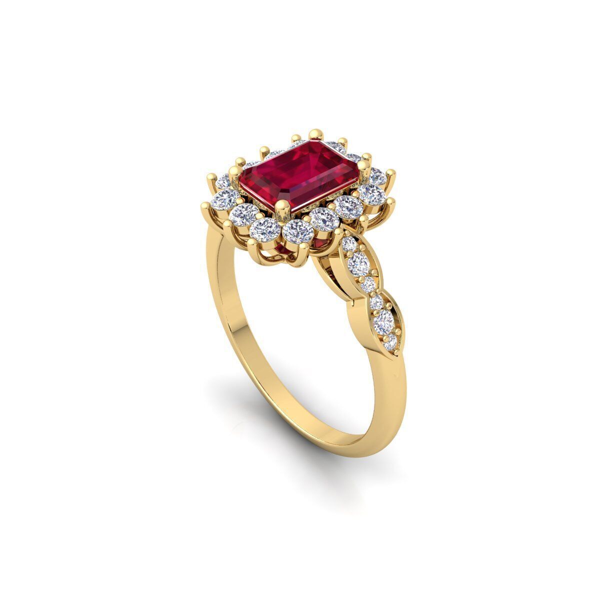 Fancy Gemstone Ring 26 3d Model and Render 3D print model_6